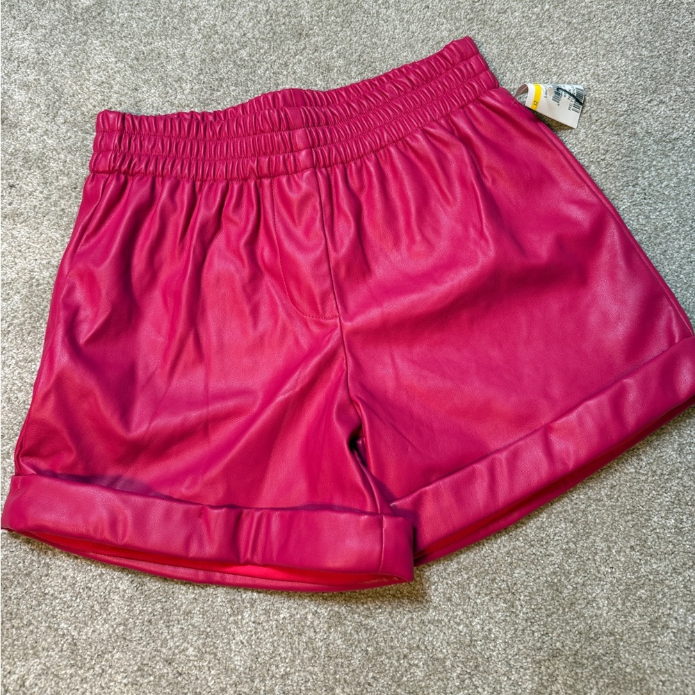 Truce Girls Size 14 High Waist Pink Shorts Faux Leather